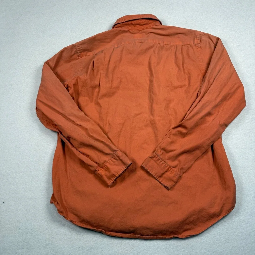 Polo Ralph Lauren Button Up Shirt Mens Large Orange‎ Long Sleeve Cotton Utility